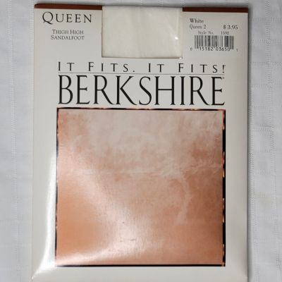 Vtg Berkshire WHITE Thigh High Stockings Nylon Sheer Queen 2X NOS 1990s Sexy